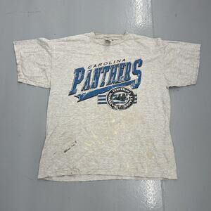 Vintage 90s Carolina Panthers Grey Paint Splattered T-Shirt